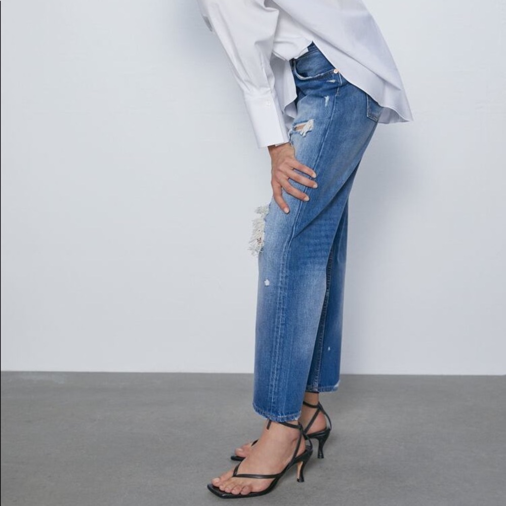 Zara JEANS ZW PREMIUM STRAIGHT CROPPED JEANS new - Picture 6 of 9
